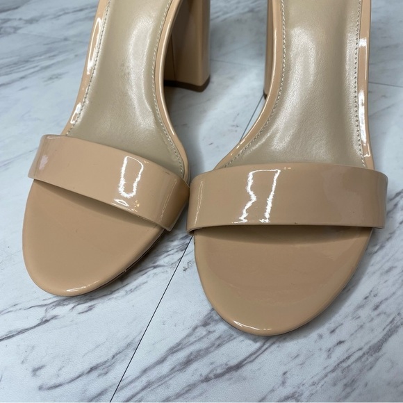 Sam Edelman Yaro Neutral Faux Patent Leather Block Heel Sandal 10 1/2 - Picture 10 of 14
